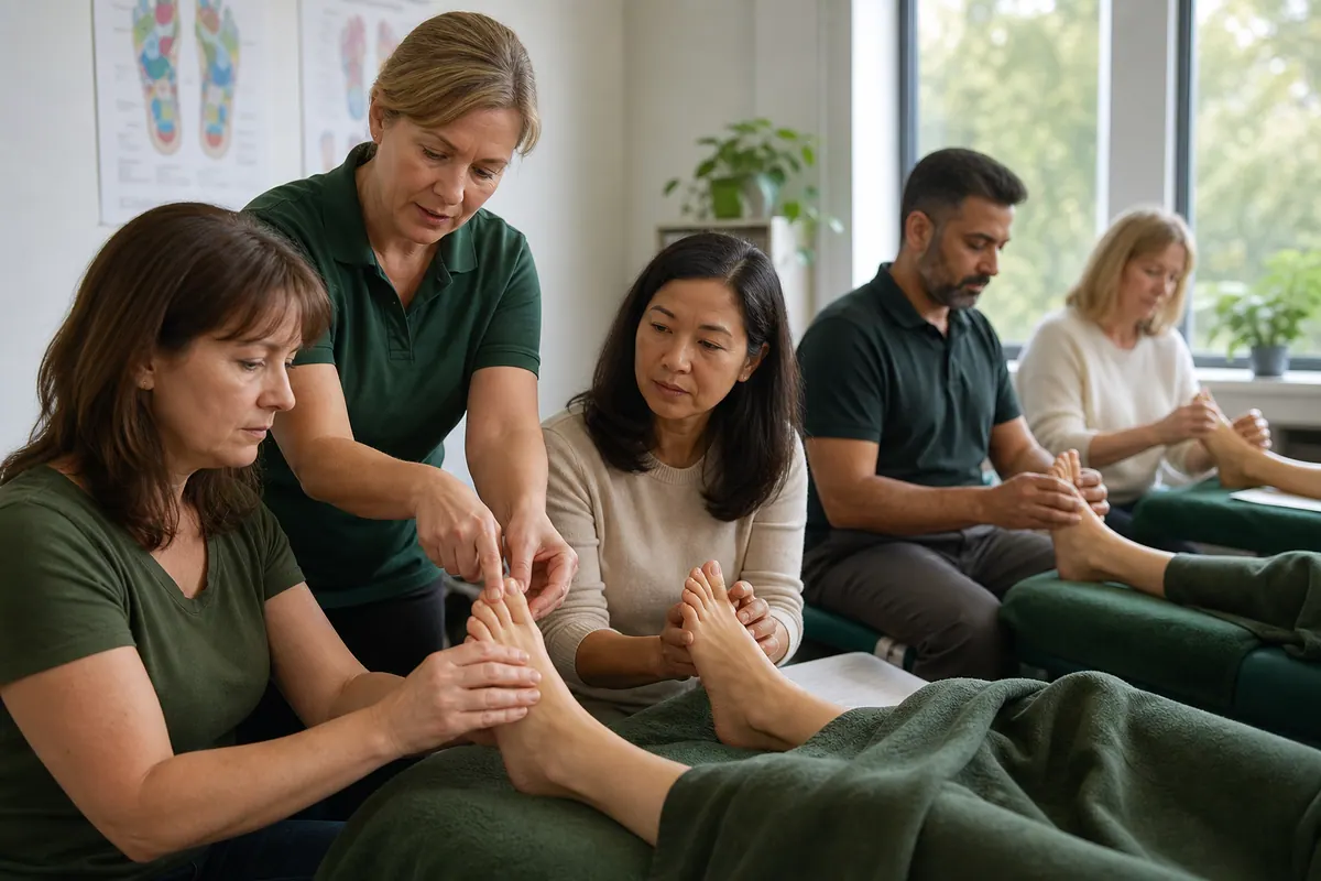 Professional development in a reflexology training room